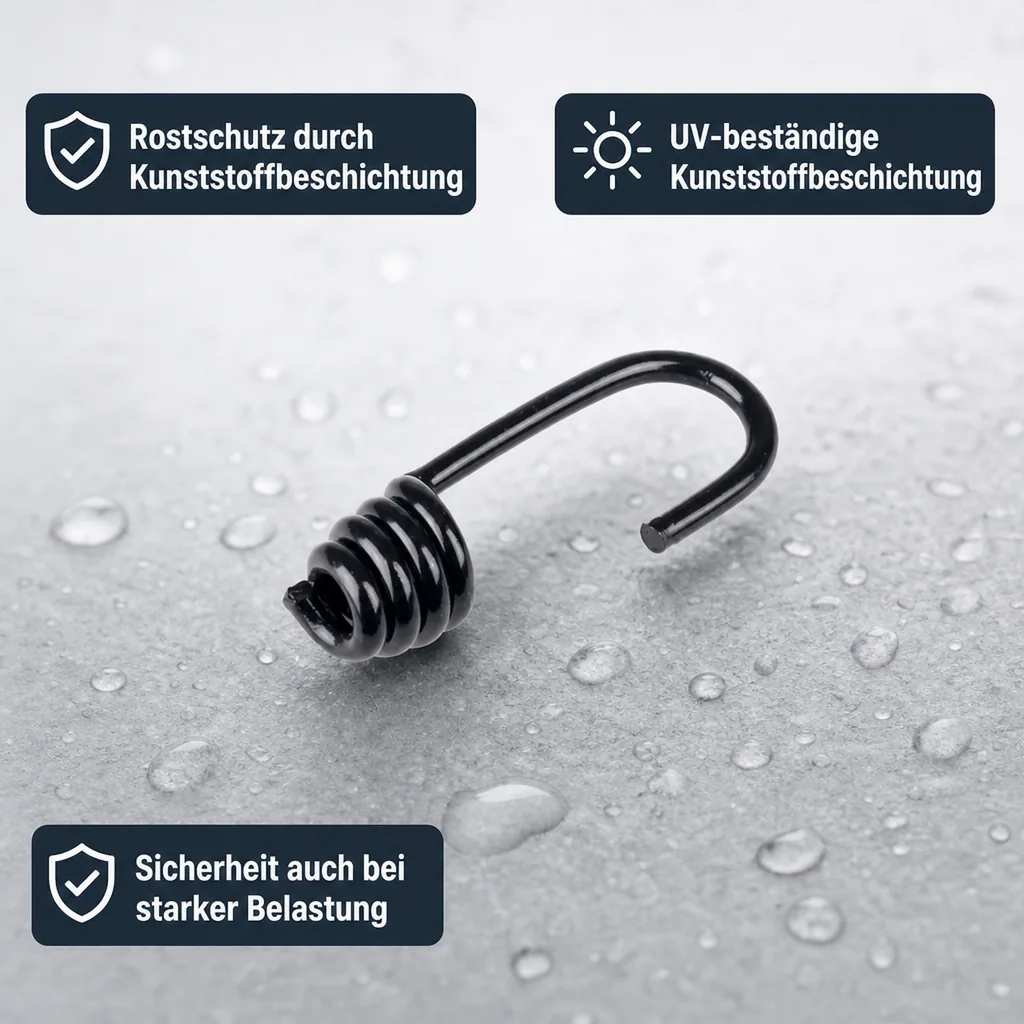 Expanderseil Haken 10mm, Spiralhaken, Gummiseil Haken, Kunststoffhaken