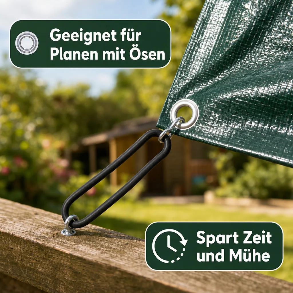 Spanngummi mit Haken, Planenspanner Gummi, 20cm, oval, UV-beständig