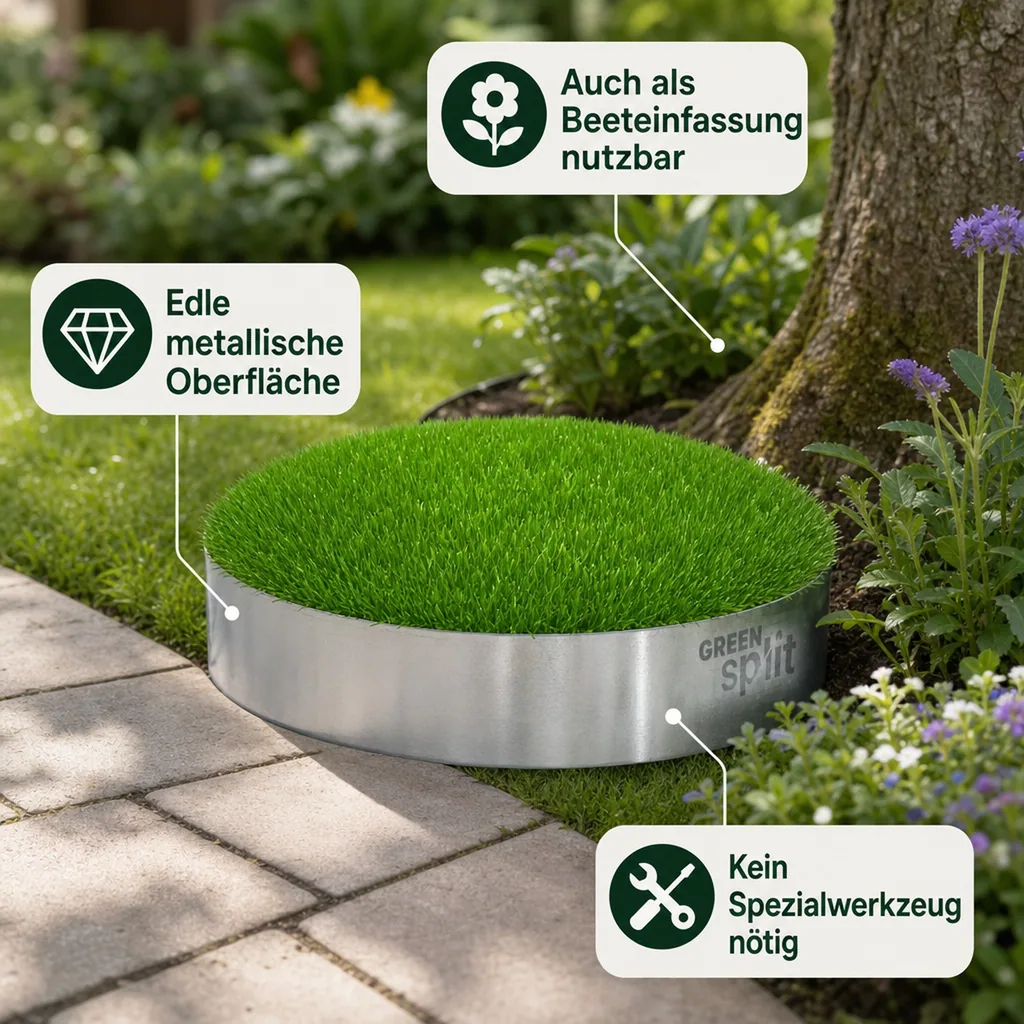 Rasenkantenband Metall Alu/Zink (Länge 10m 15m / Höhe 15cm 20cm 25cm) | Rasenkanten | Beeteinfassung | Beetumrandung | Beetbegrenzungen, Länge-GS: 15 m; Breite: 15 cm