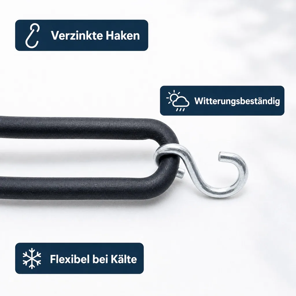 Spanngummis mit Haken, Planenspanner oval, 25cm, EPDM Gummiband
