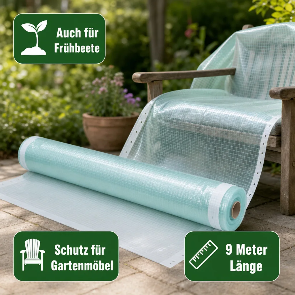 Gitterfolie, Gewächshausfolie, 1,5 Breite x 9 Meter, Nagelrand