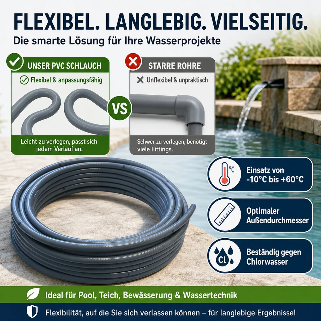 PVC Schlauch 50mm, Flexschlauch 10m, Klebeschlauch, flexibel