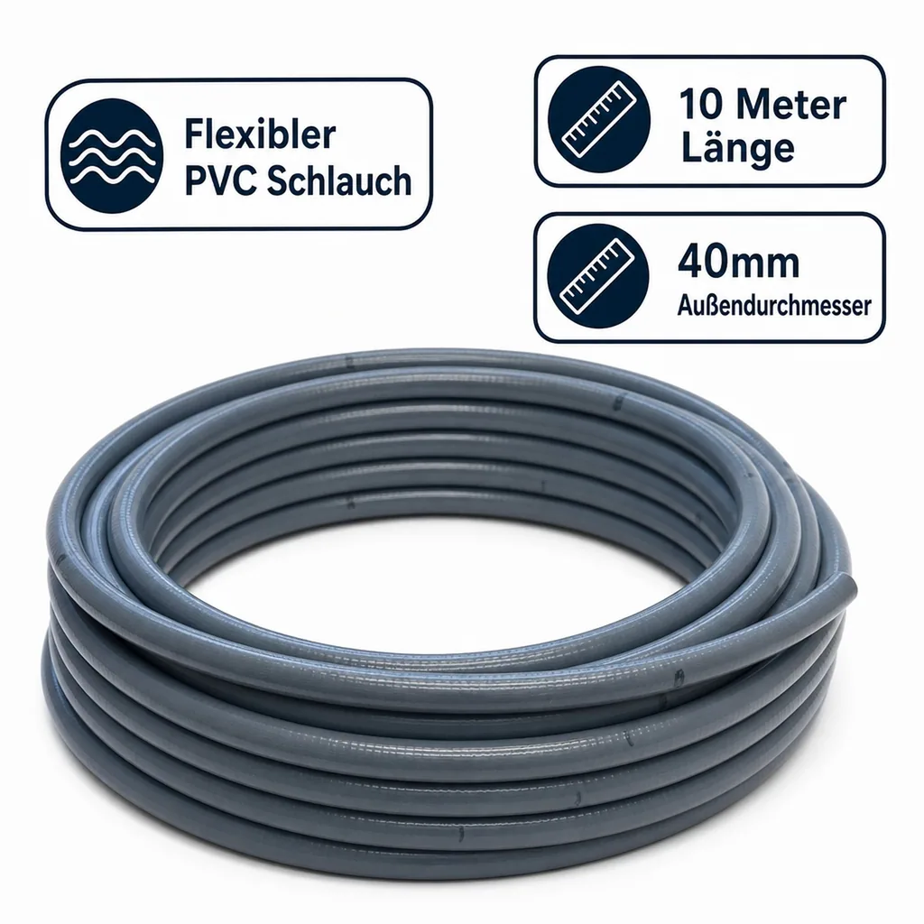 Flexschlauch 40mm, PVC Schlauch, 10m, Klebeschlauch, flexibel