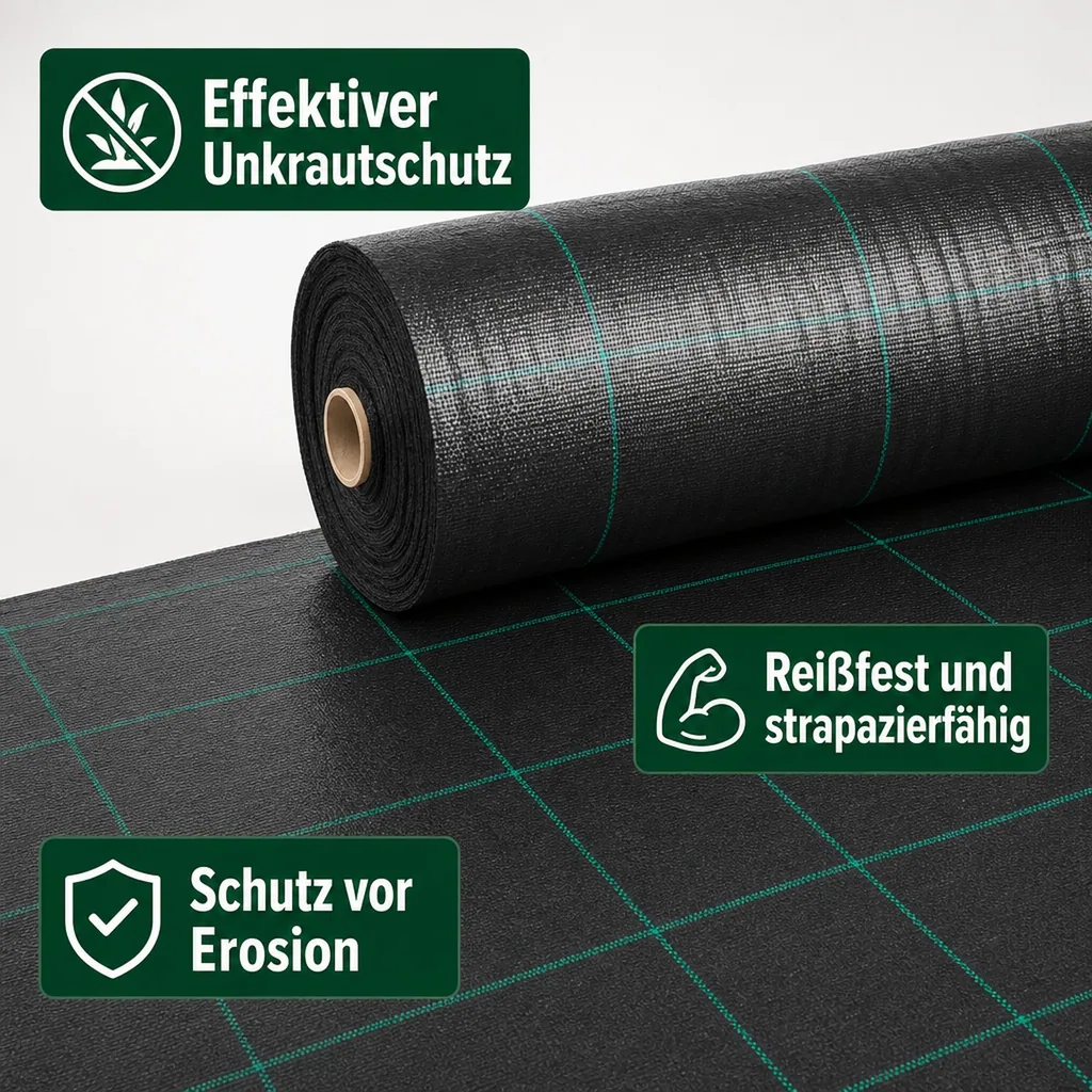 Unkrautvlies, Bodengewebe 1,5x30m, 100g/m², Gartenvlies, Mulchvlies, Beetvlies