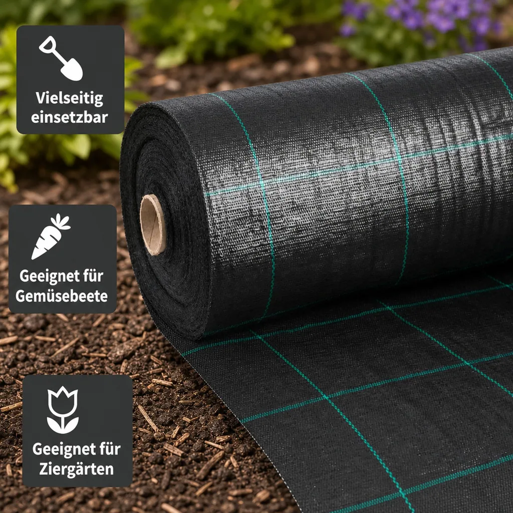 Unkrautvlies, Bodengewebe 1,5x30m, 100g/m², Gartenvlies, Mulchvlies, Beetvlies