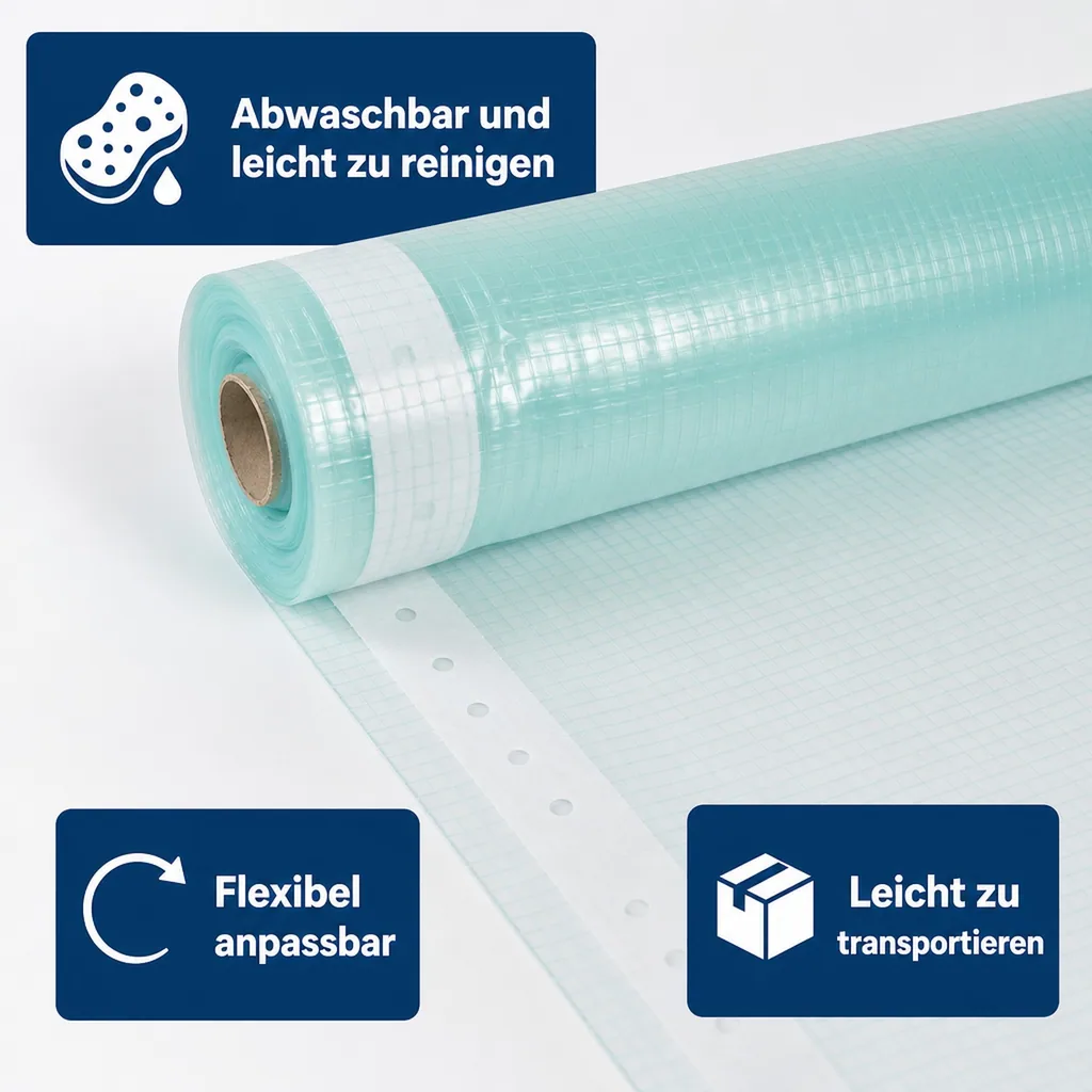 Gitterfolie, Gewächshausfolie, 3m Breite, mit Nagelrand, Abdeckfolie