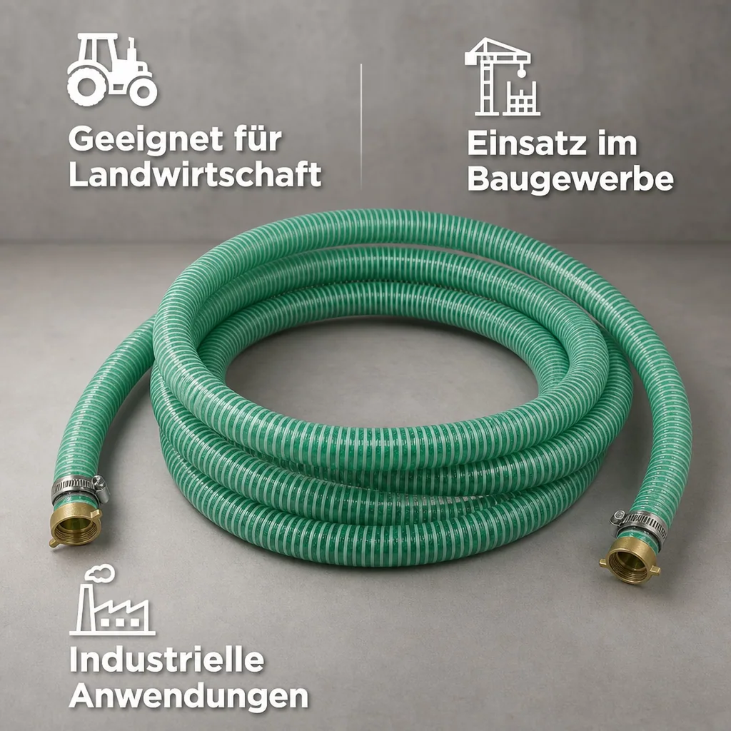 Druckschlauch 1 Zoll, Saug- Druckschlauch 25mm, 4m, mit Schlauchverschraubung