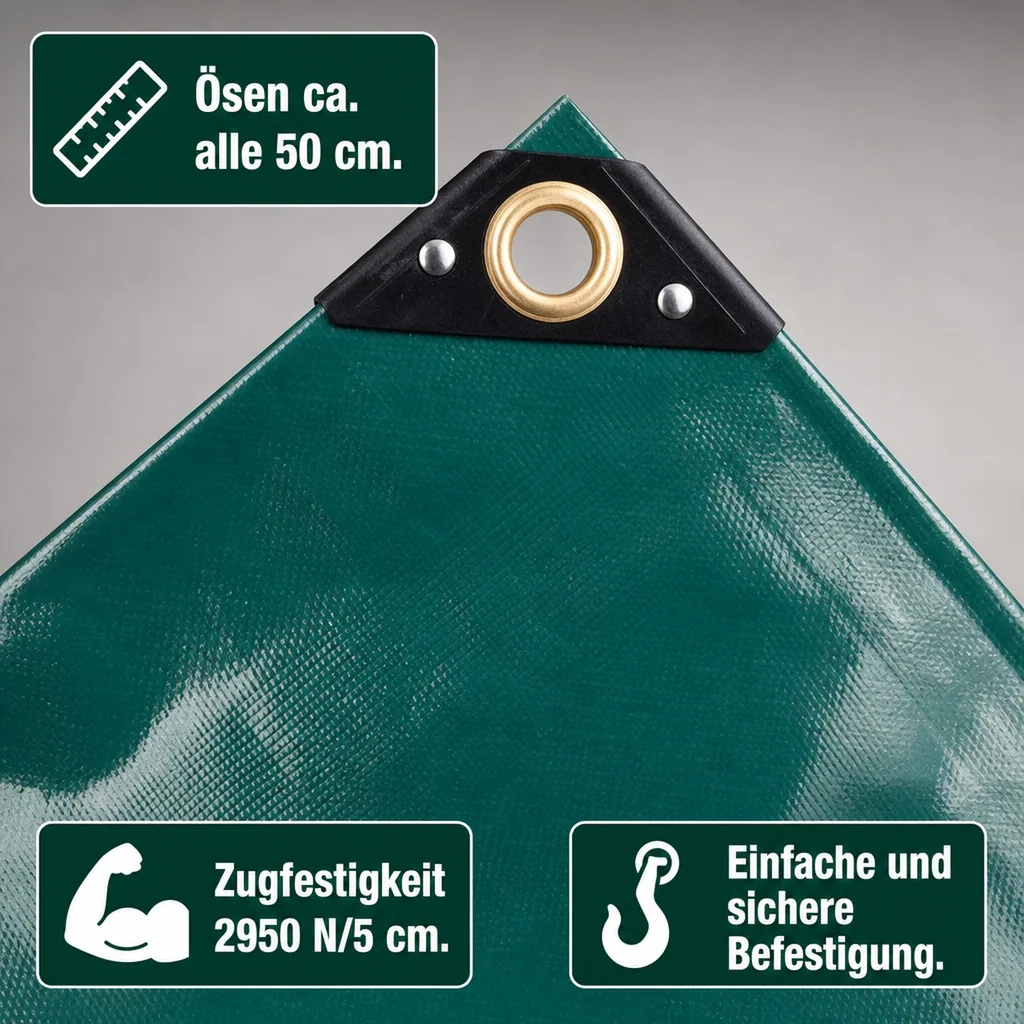 Abdeckplane, Gewebeplane, grüne PVC Plane 10x12m, 650g/m², wasserdicht