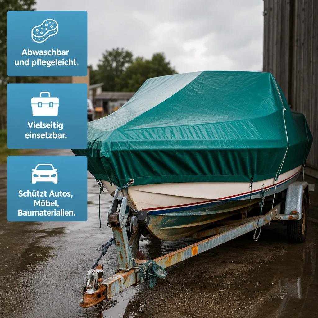 Abdeckplane, Gewebeplane, grüne PVC Plane 10x12m, 650g/m², wasserdicht