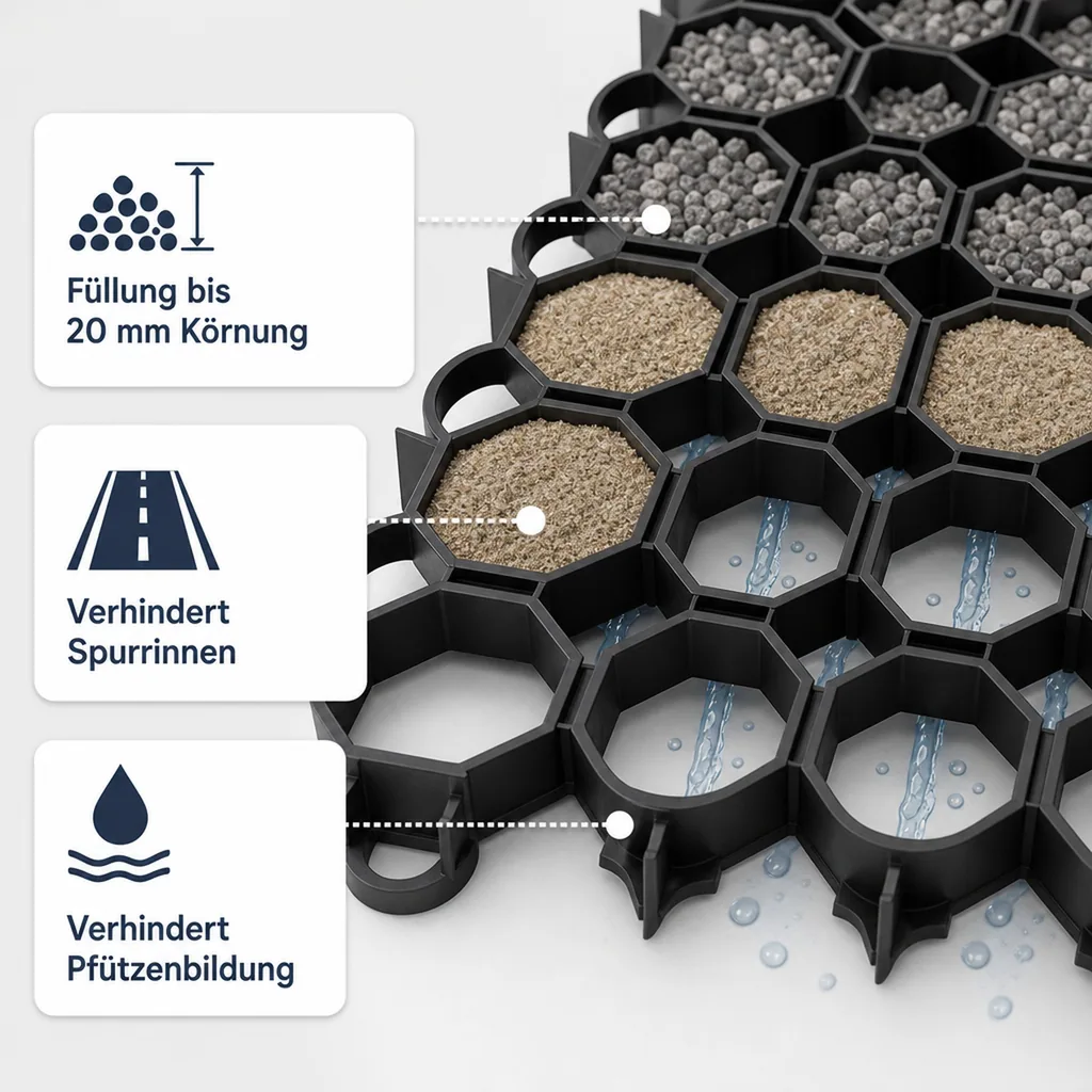 Kunststoff Rasengitter, Menge: 1 Stück; Farbe: Schwarz