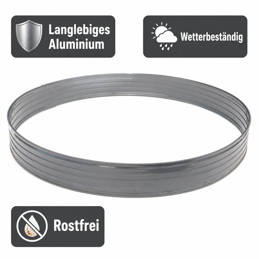 Baumring aus Alu Höhe 140 mm Durchmesser 0.6 m | Baumumrandung | Pflanzringe | Beeteinfassung | Rasenkante