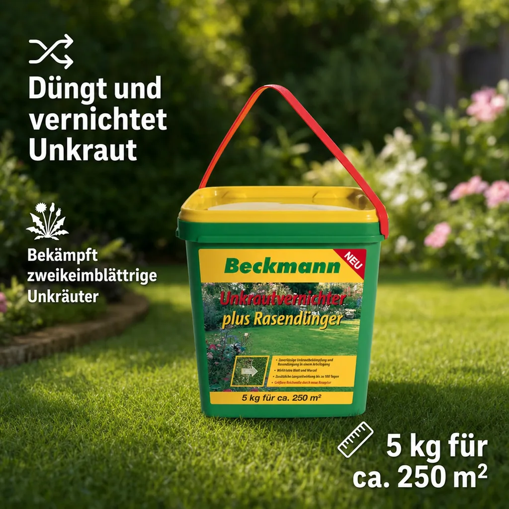 Rasendünger mit Unkrautvernichter, 5 kg Langzeitwirkung für 250m²