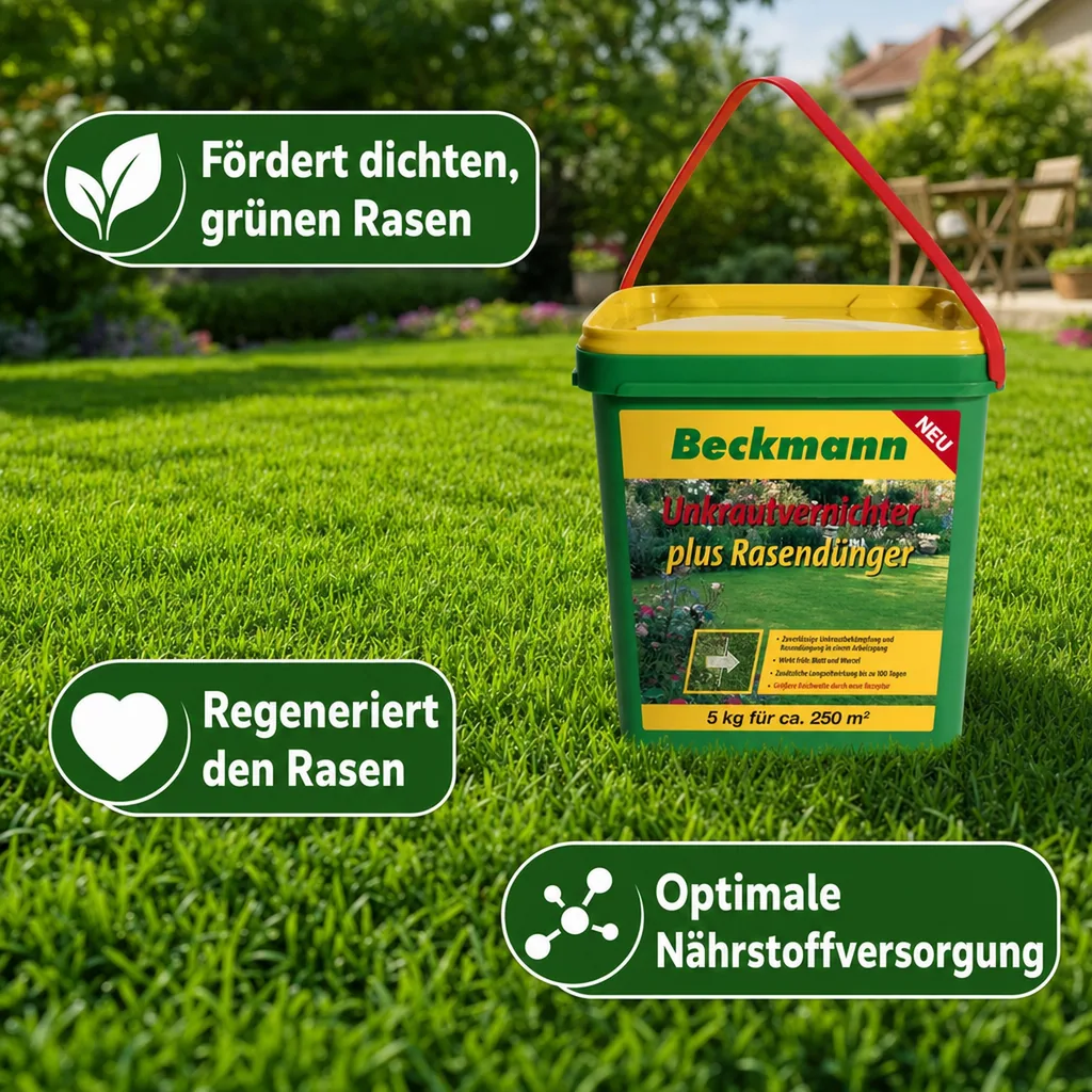 Rasendünger mit Unkrautvernichter, 5 kg Langzeitwirkung für 250m²