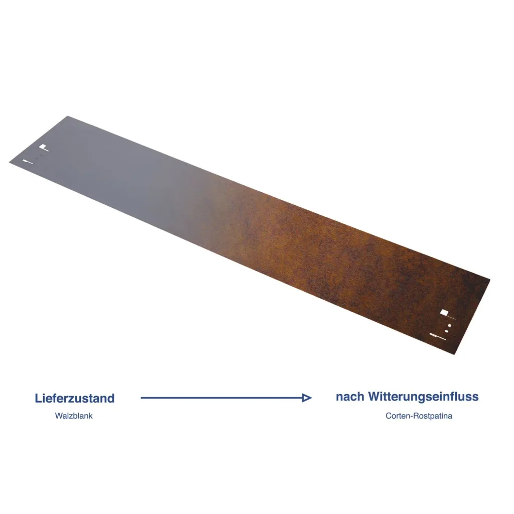 10er Set Rasenkante Cortenstahl 70 cm lang, 13,5 - 18,5 cm hoch, Beeteinfassung, Beetumrandung - Metall feuerverzinkt, Breite: 18.5 cm