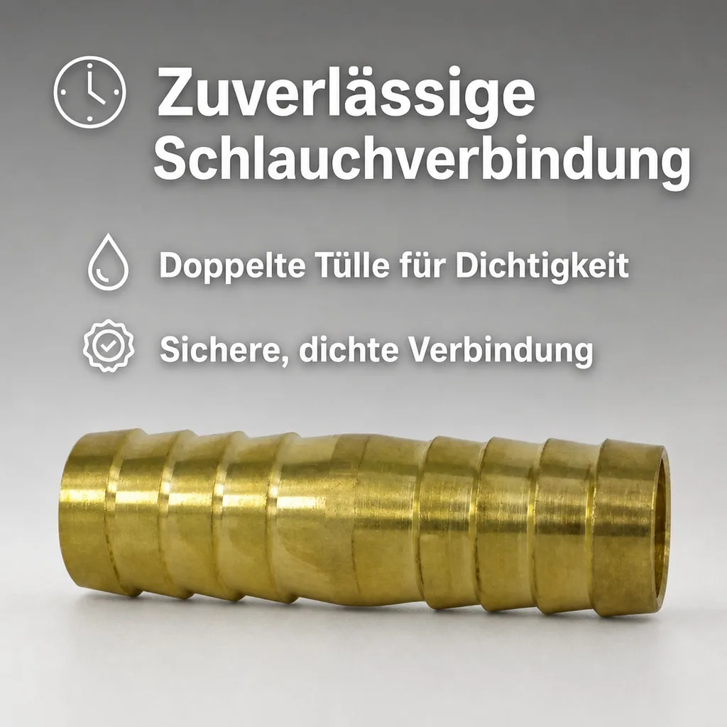 Schlauchverbinder 3/4 Zoll Messing, Doppelte Tülle