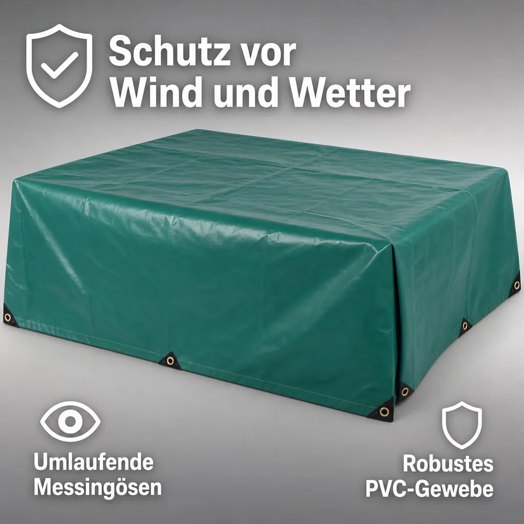 PVC Plane 650 g/m², Abdeckplane 3,5 x 6m (21m²), grüne Gewebeplane, wasserdicht