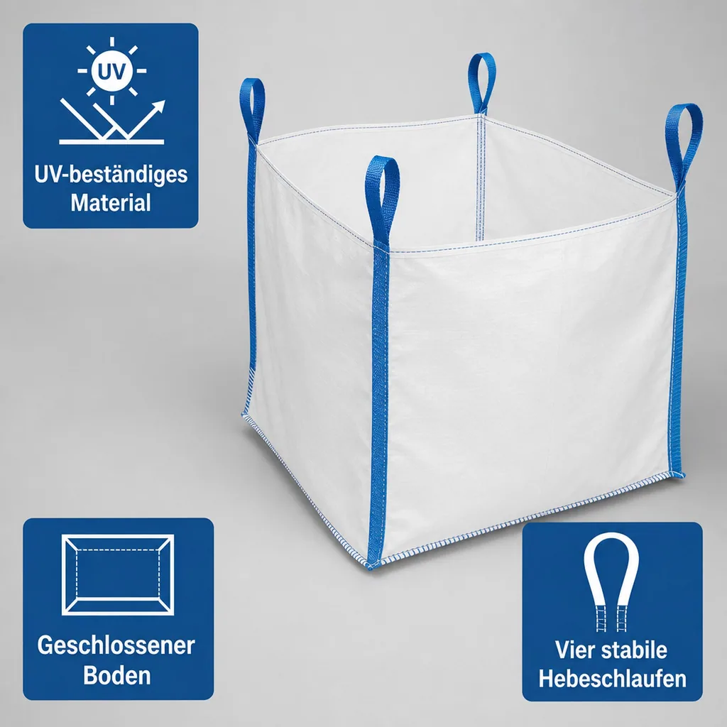 Big Bag 5er Set, 90x90x90 cm, 1000kg Tragkraft, offen