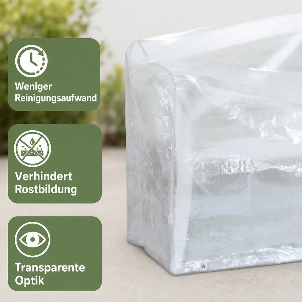 Abdeckung Gartenbank 3 Sitzer, transparent, 160x80x75cm, Gartenmöbel Schutz