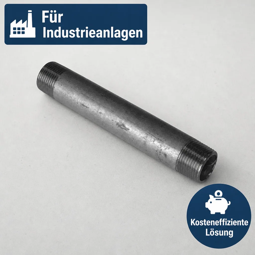 Rohrnippel verzinkt, Gewindefitting, 1/2 Zoll AG x 1/2 Zoll AG, 100mm