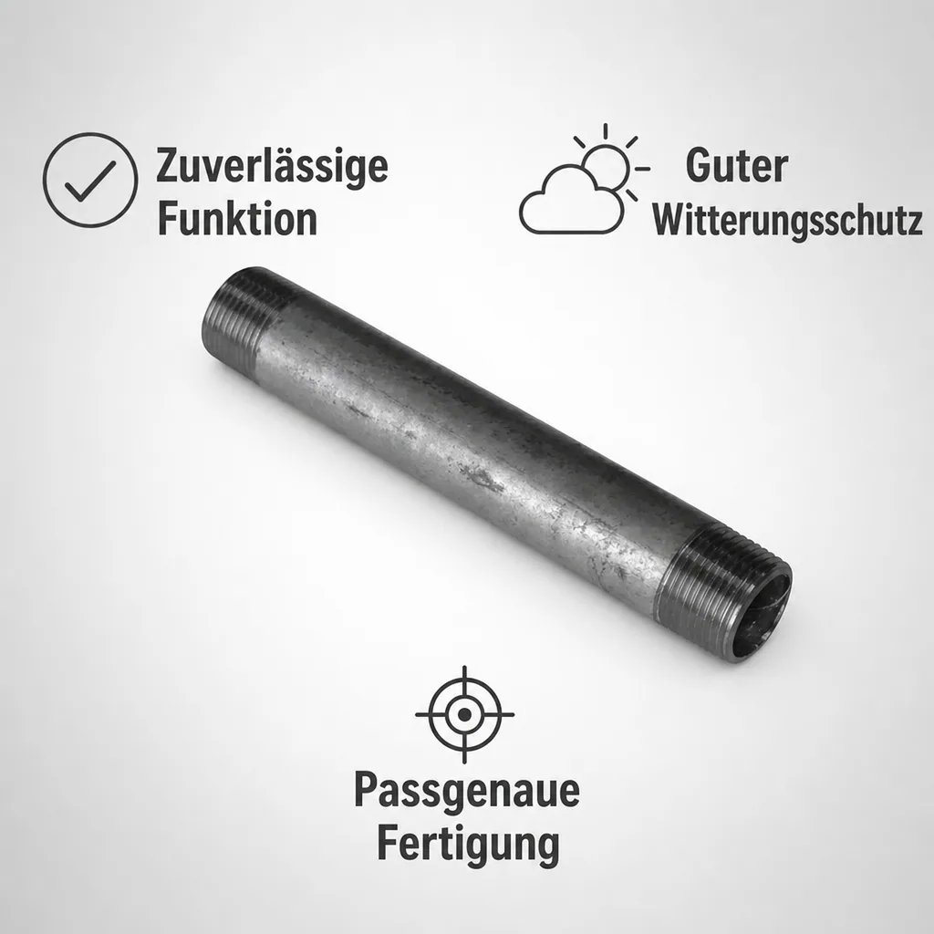 Rohrnippel verzinkt, Gewindefitting, 1/2 Zoll AG x 1/2 Zoll AG, 100mm