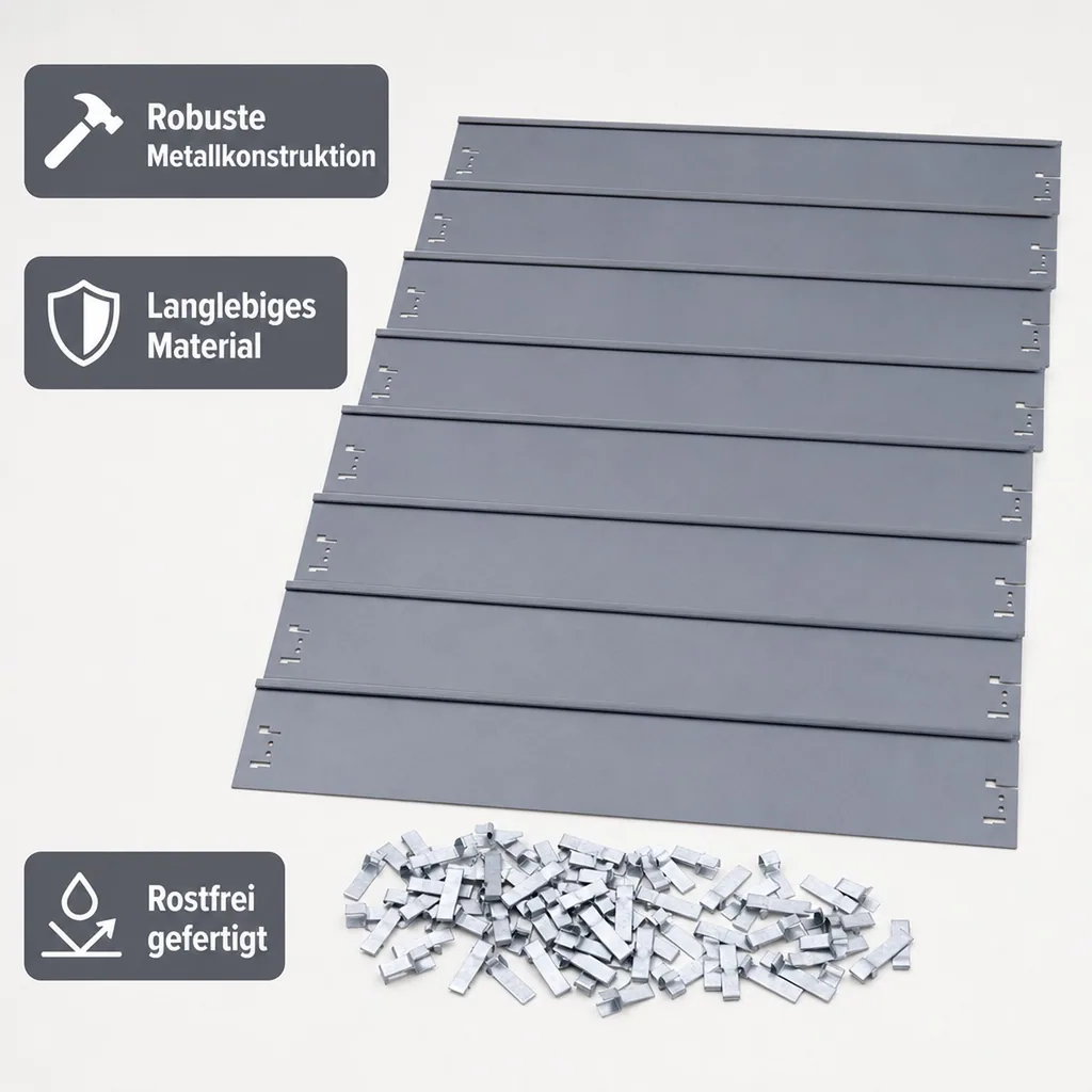 10er Set Rasenkanten Metall 18.5 cm hoch, 12 m lang | Beeteinfassung | Beetumrandung | Beetbegrenzungen, Color-GS: ohne Farbe