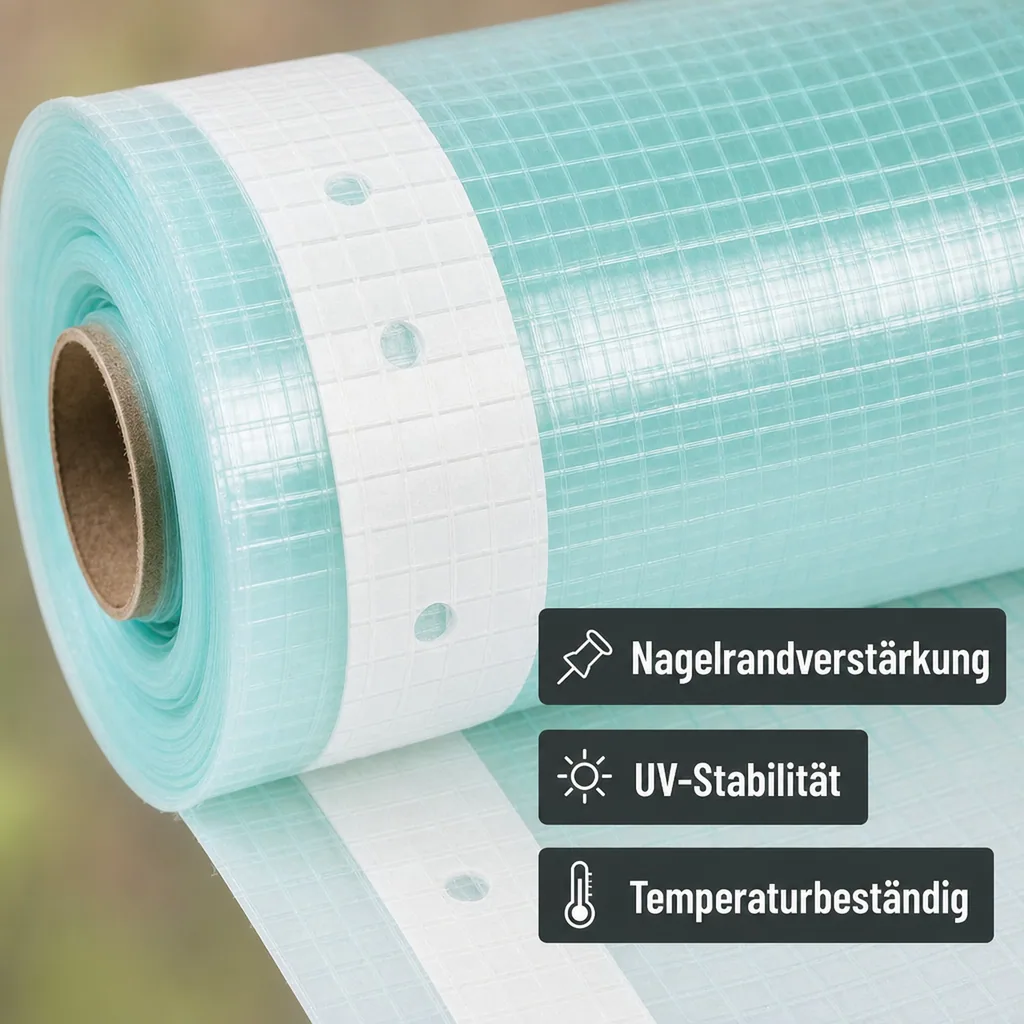 Gitterfolie mit Nagelrand, Gewächshausfolie, Gartenfolie