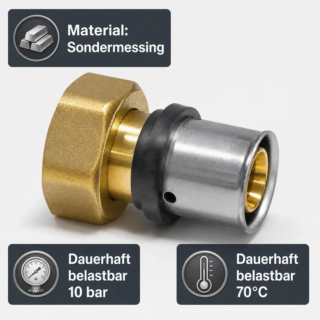 Eurokonus Verschraubung, Pressfitting Übergangsverschraubung 20mm
