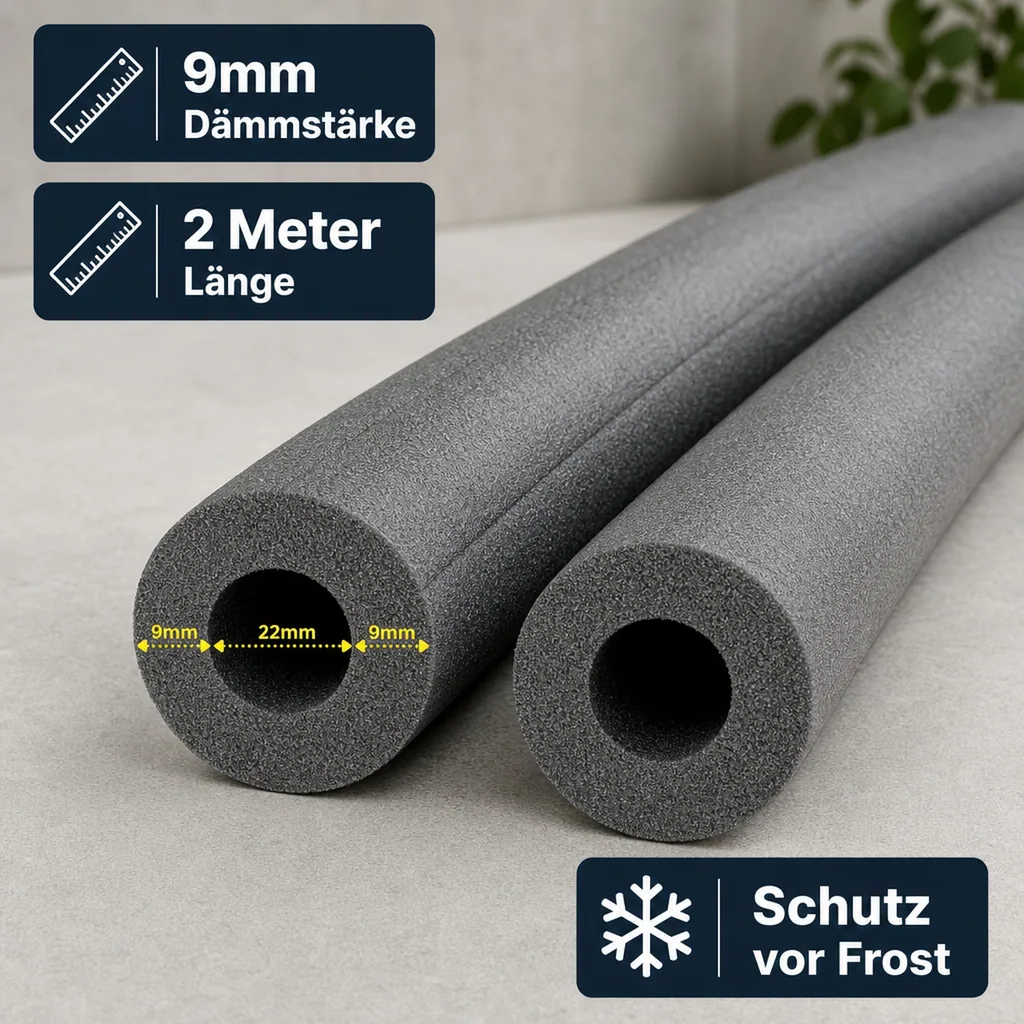 Isolierschlauch 22mm, 2m, Rohrisolierung, Heizungsrohr Isolierung
