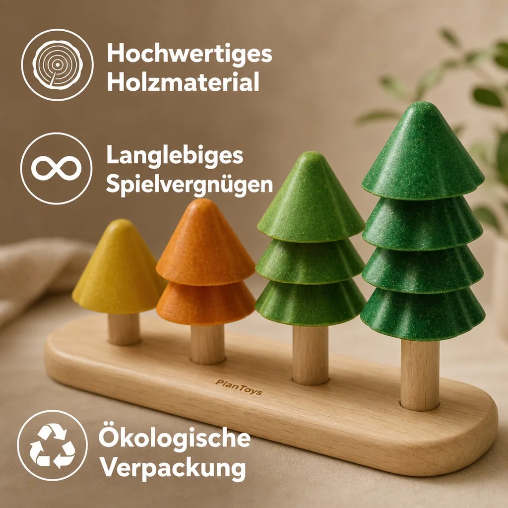 Plan Toys - Sortierspielzeug - Sortieren und Zählen Bäume, Gummibaumholz