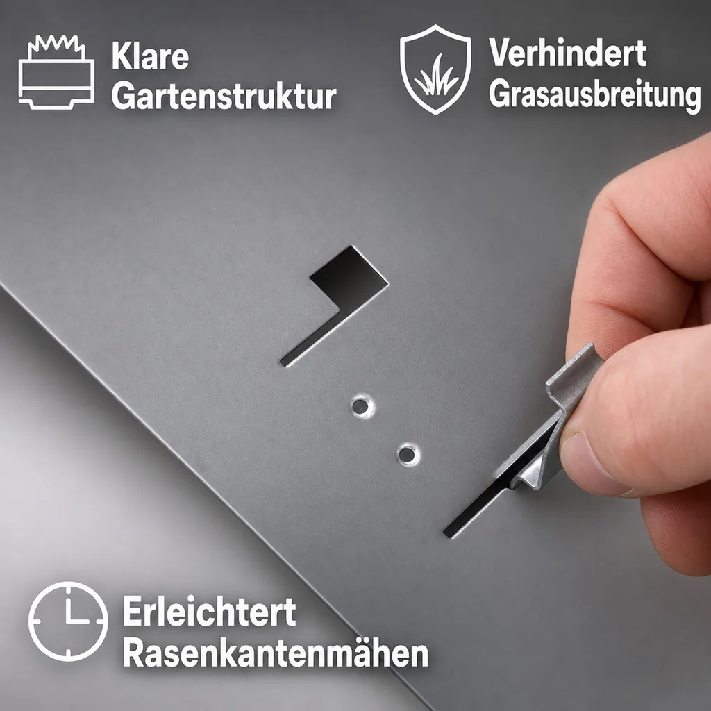 Rasenkanten Metall Höhe 13.5-18.5 cm Länge 120 cm  | Beeteinfassung | Beetumrandung | Beetbegrenzungen, Farbe: Grau; Größe: 1 Stück 18.5cm