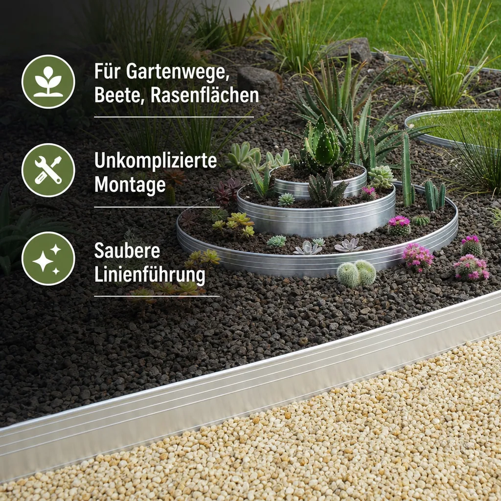 Ultra Starke Alu Rasenkanten 10-14-24 cm, Breite: 14 cm; Menge: 5 Stück; Länge-GS: 2 m