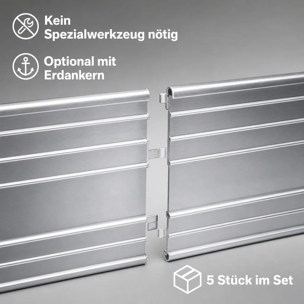 Ultra Starke Alu Rasenkanten 10-14-24 cm, Breite: 14 cm; Menge: 5 Stück; Länge-GS: 2 m