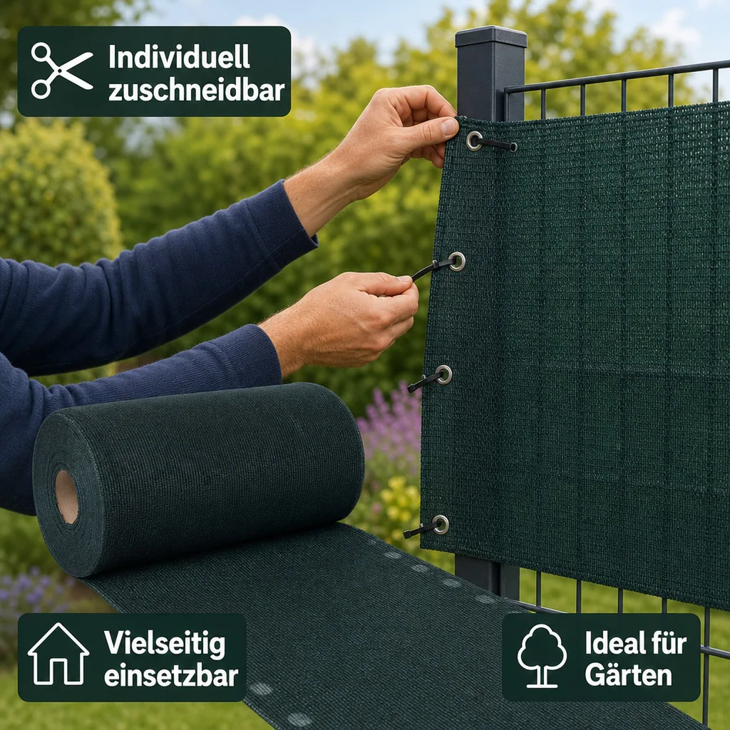 Sichtschutznetz, Windschutznetz, Zaunblende 1,8m x 5m, HDPE Gewebe