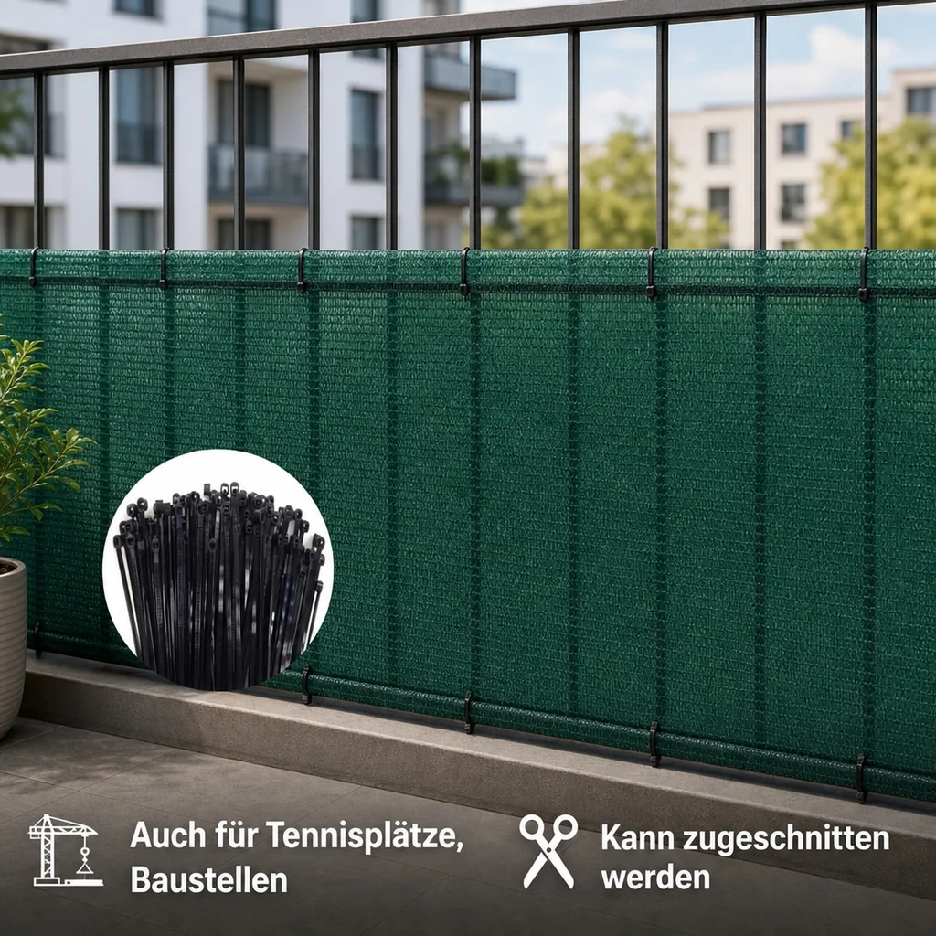 Sichtschutznetz, Windschutznetz, 1,8m x 25m, mit Befestigung, Gartenzaun