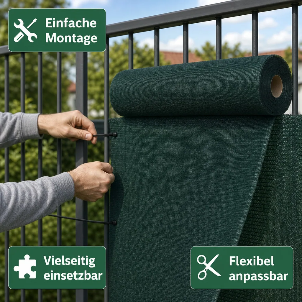 Sichtschutznetz 1,2m x 6m, Windschutznetz, HDPE Gewebe