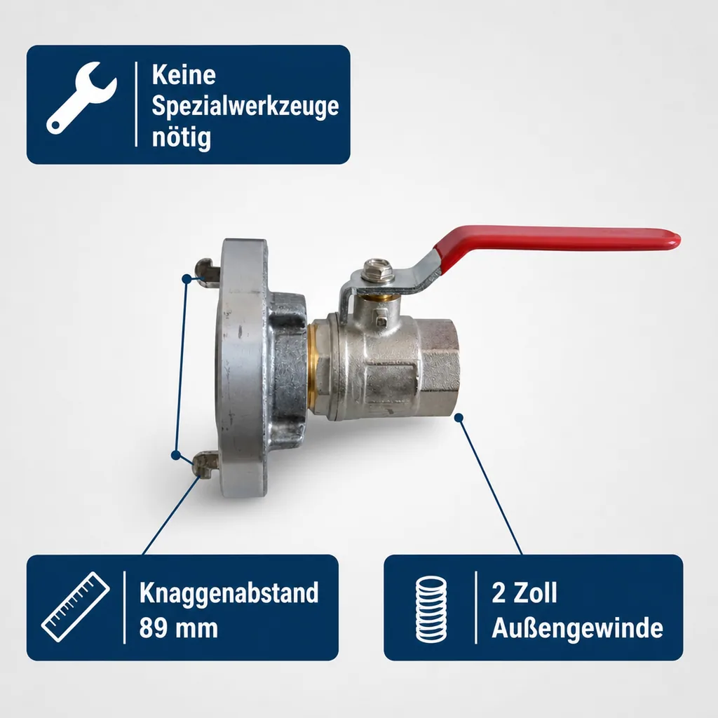 Storz Kupplung B, mit Hebelkugelhahn, Feuerwehrkupplung, Schlauchkupplung