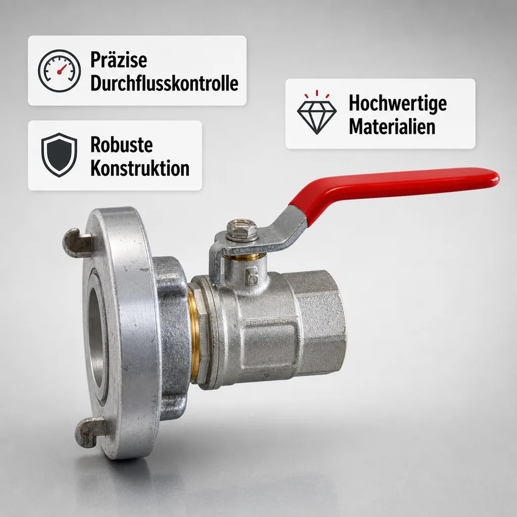 Storz Kupplung B, mit Hebelkugelhahn, Feuerwehrkupplung, Schlauchkupplung