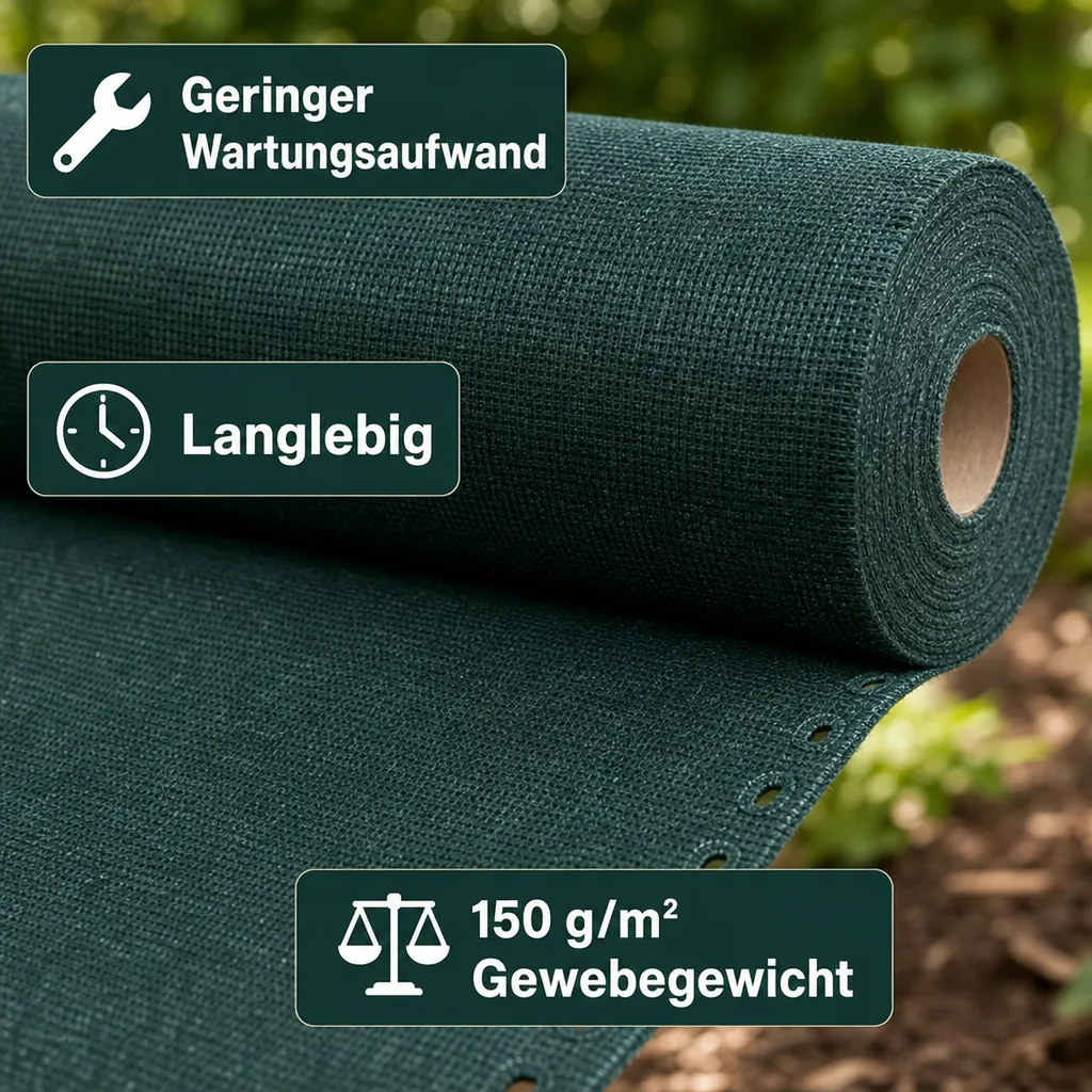 Sichtschutznetz, Windschutznetz 1,5m x 50m, HDPE, grün, Zaunblende