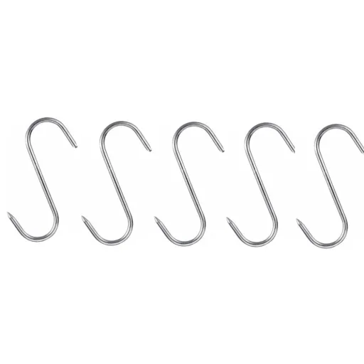 Fleischhaken 5er Set, S Haken, Edelstahl 60mm, Räucherhaken