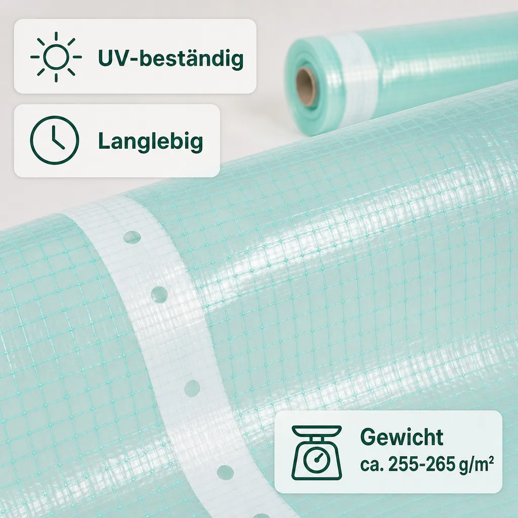 Gitterfolie, Gewächshausfolie, Abdeckfolie, 3 Breite x 9 Meter