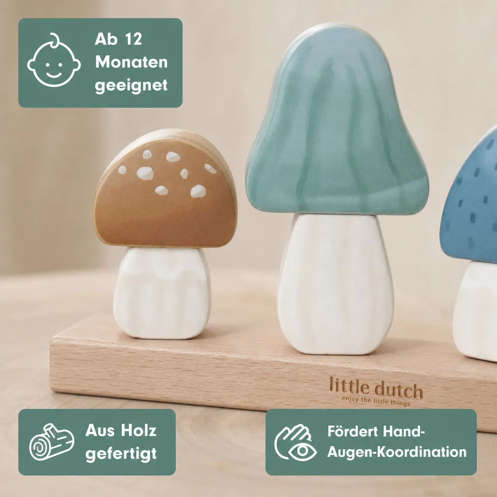 Little Dutch Stapelspielzeug, Stapelspiel - Forest Friends, Pfliegenpilze