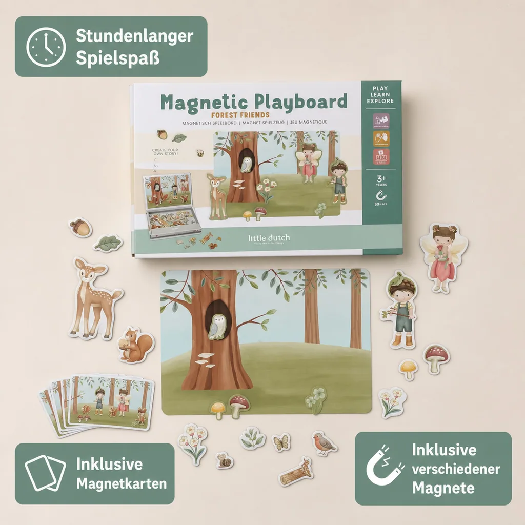 Little Dutch Steckpuzzle, Magnetpuzzle - Forest Friends, Mehrfarbig