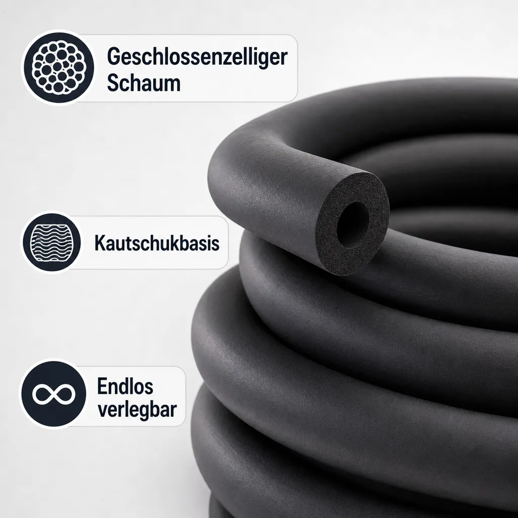 AEROFLEX® SH COIL Pipe Insulation, Pipe Insulation - Continuous, Self-Adhesive, Flexible Insulation Material from Closed-Cell Foam Rubber Base, Black - 28 x 10 mm/16m