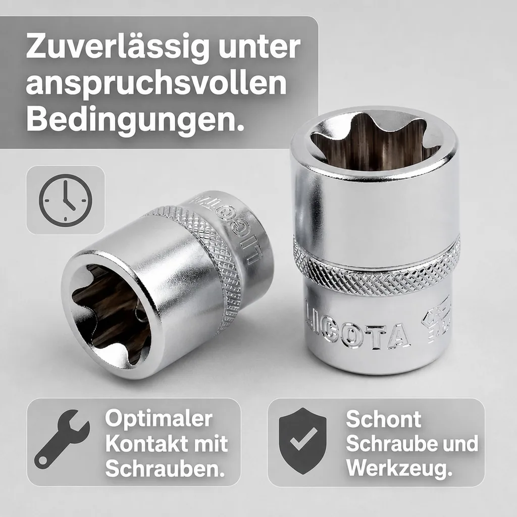 Innensechskant Nuss E12, Aussen Innensechskant Steckschlüssel, 1/2 Zoll