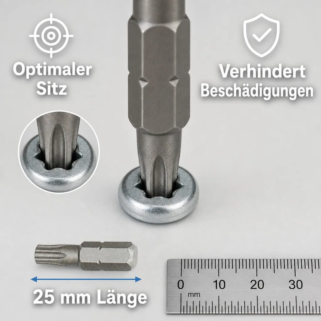 Innensechskant Bit, T15 Innensechskant Bit, 1/4 Zoll, 25mm, S2 Stahl