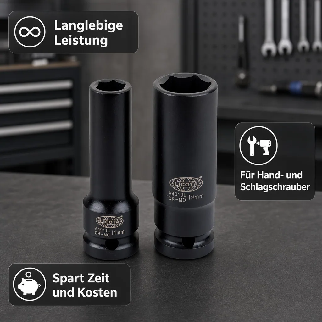 Schlagschraubernuss 1/2 Zoll, 30mm, Cr-Mo, 6-Kant