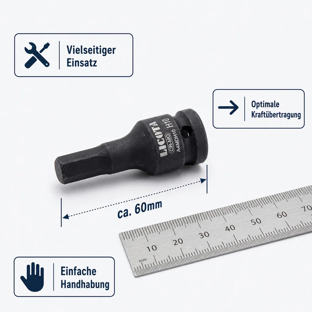 Innensechskant Nuss 1/2 Zoll H8, Schlagschrauber Nuss, Industriequalität