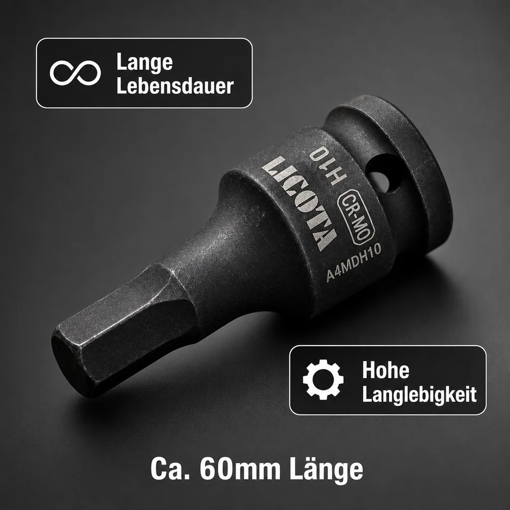 Innensechskant Nuss 1/2 Zoll H8, Schlagschrauber Nuss, Industriequalität