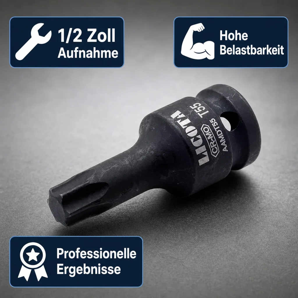 Innensechskant Nuss, Schlagschrauber Nuss, T27, 1/2 Zoll, Cr-Mo Stahl, Industriequalität