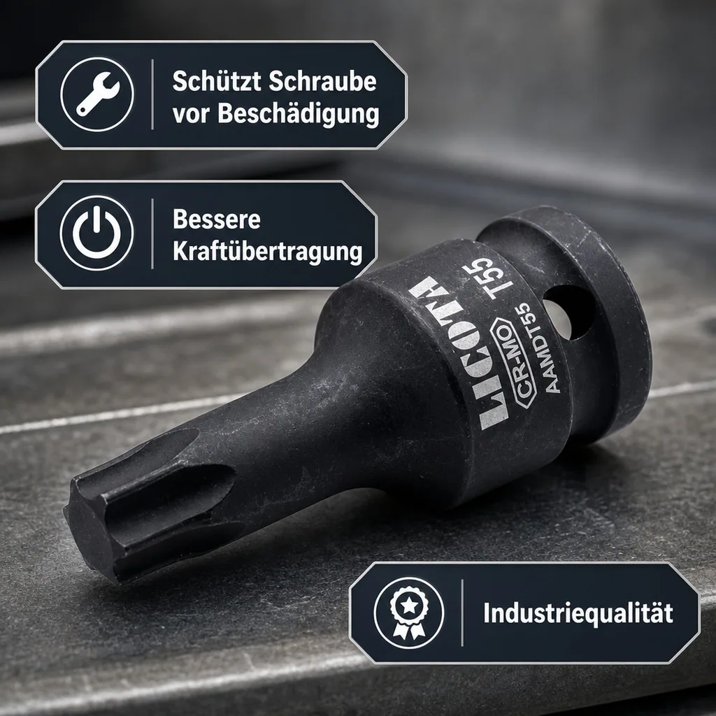 Innensechskant Nuss, 1/2 Zoll Schlagschrauber Nuss, Cr Mo, lang, T45, 60mm